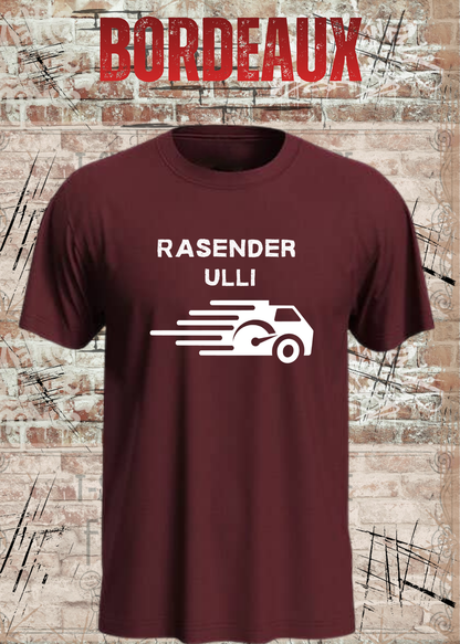 Paketfahrer T-Shirt mit Wunschname – Rasender Wunschname in Bordeaux.