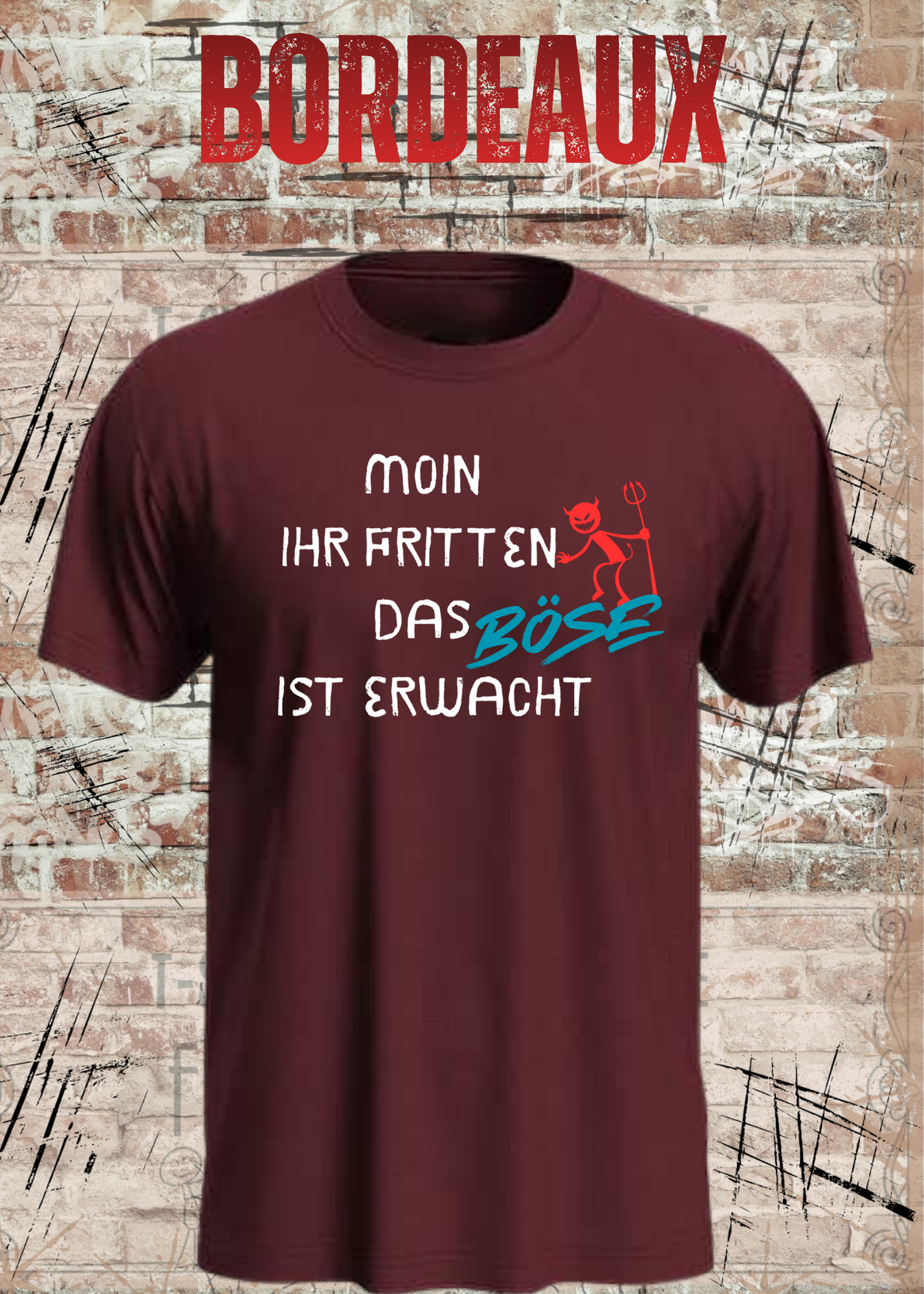 Moin Ihr Fritten das Böse ist erwacht T-Shirt – Lustiger Morgenmuffel Spruch Unisex