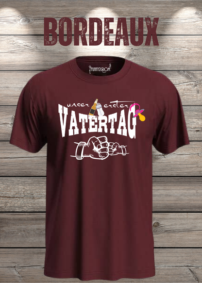 Herren T-Shirt für Papas mit Mädels Unser erster Vatertag Partnerschirt Vater Tochter T-Shirt in Bordeaux.
