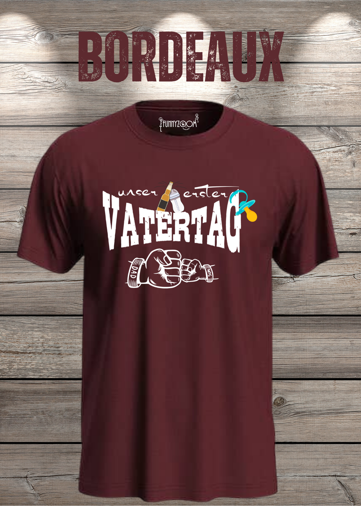 Herren T-Shirt für Papas mit Jungs Unser erster Vatertag Partnerschirt Vater Sohn T-Shirt in Bordeaux.