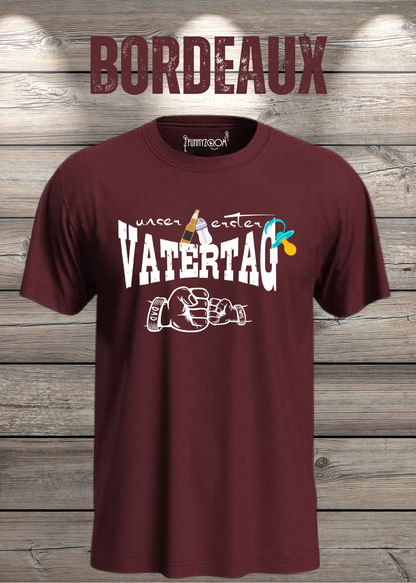 Herren T-Shirt für Papas mit Jungs Unser erster Vatertag Partnerschirt Vater Sohn T-Shirt in Bordeaux.