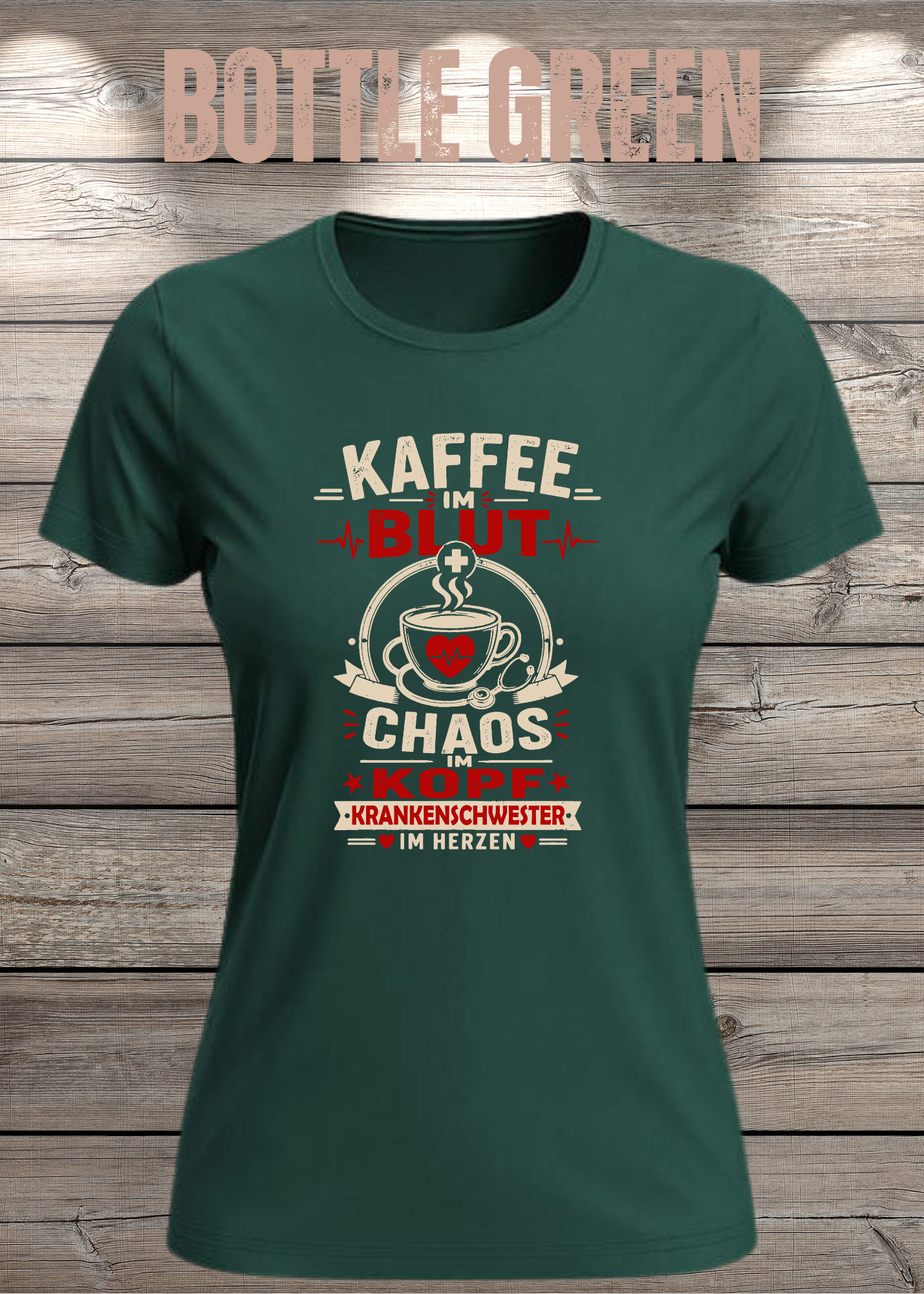 Krankenschwester T-Shirt – Kaffee im Blut, Chaos im Kopf