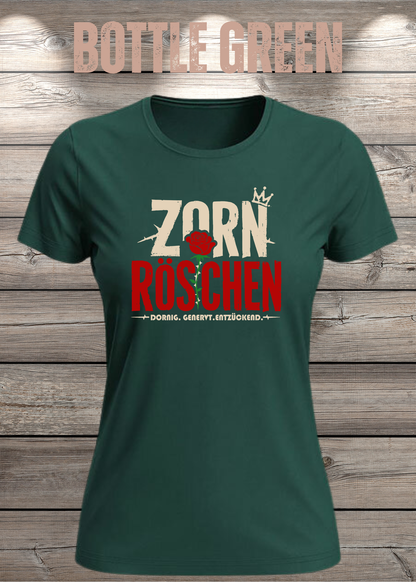 Zorn Röschen – Rockiges Damen T-Shirt mit Rose
