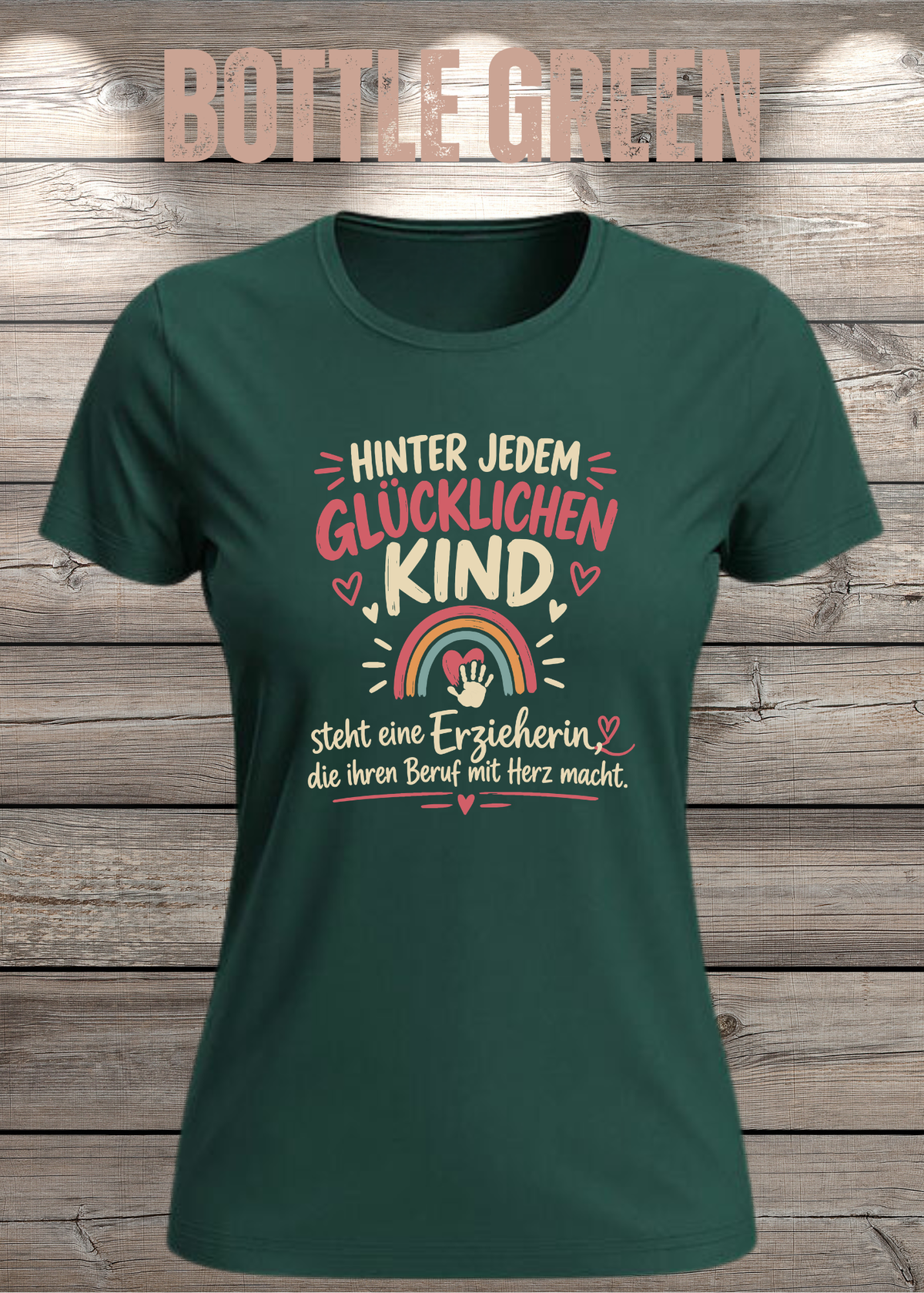 Hinter jedem glücklichen Kind – Erzieherin T-Shirt | FunnyZoom