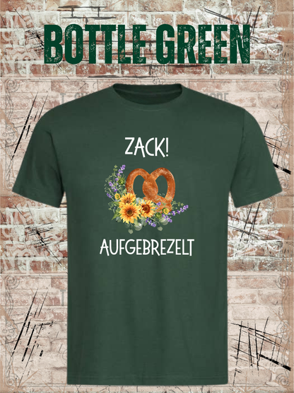 Kinder-T-Shirt „Zack! Aufgebrezelt“ in Bottle Green.