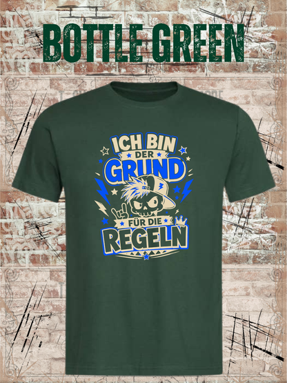 Ich bin der Grund für die Regeln – Jungen T-Shirt in Bottle Green.