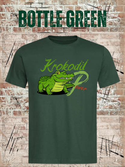 Krokodil Power – Kinder T-Shirt für Jungen & Mädchen in Bottle Green.