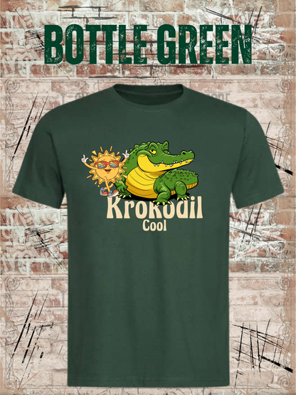 Krokodil Cool – Kinder T-Shirt für Jungen & Mädchen in Bottle Green.