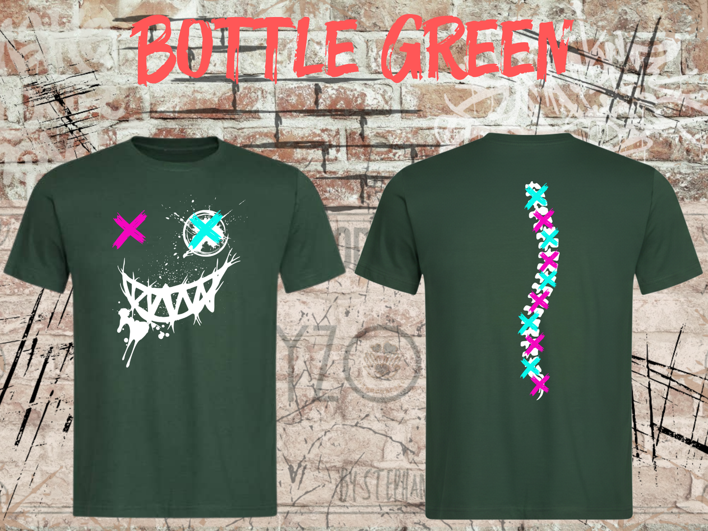 Neon Chaos Smile Unisex T-Shirt – Graffiti Face Streetwear Shirt mit Rückenprint