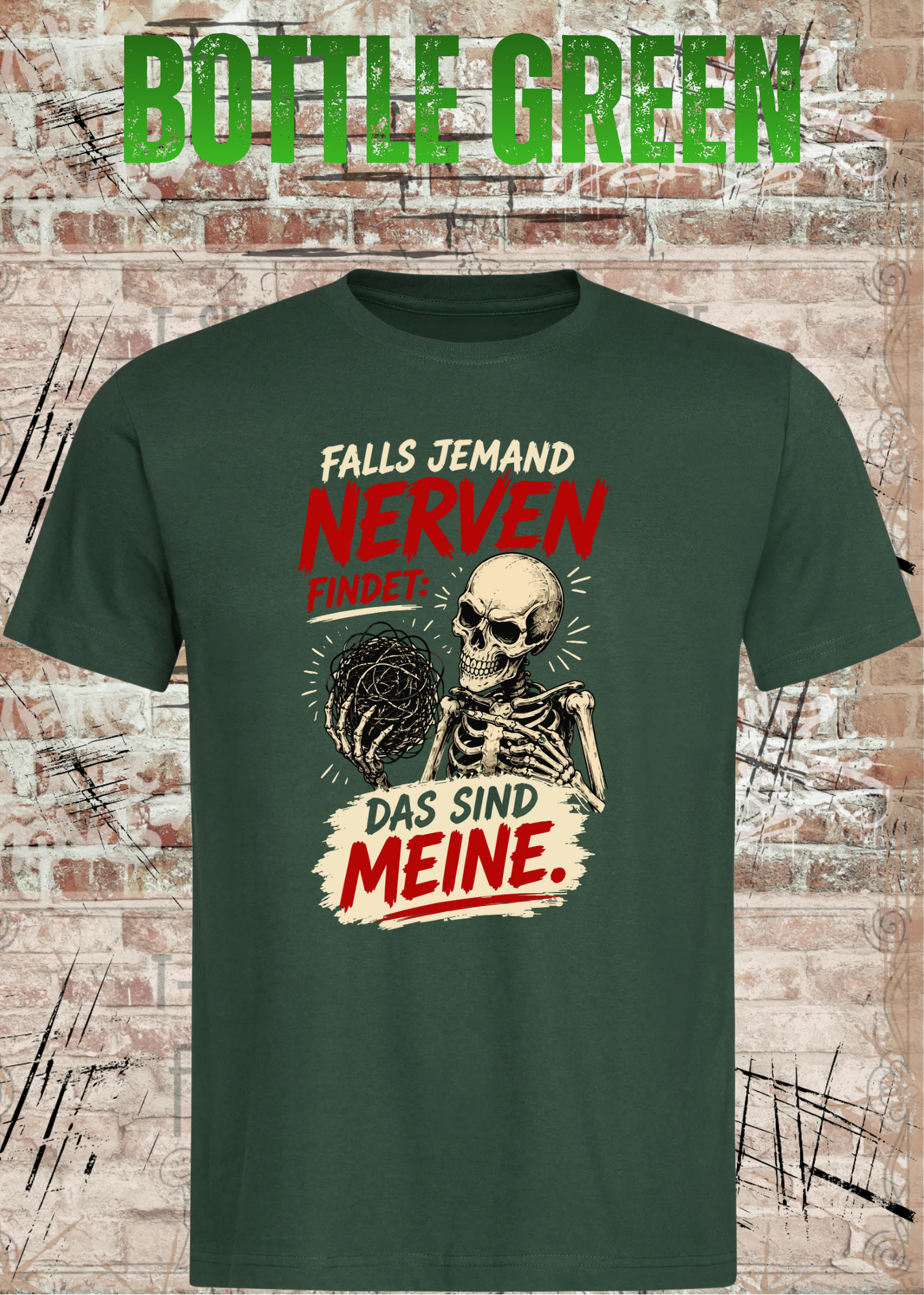 Falls jemand Nerven findet – Lustiges Skelett Unisex T-Shirt