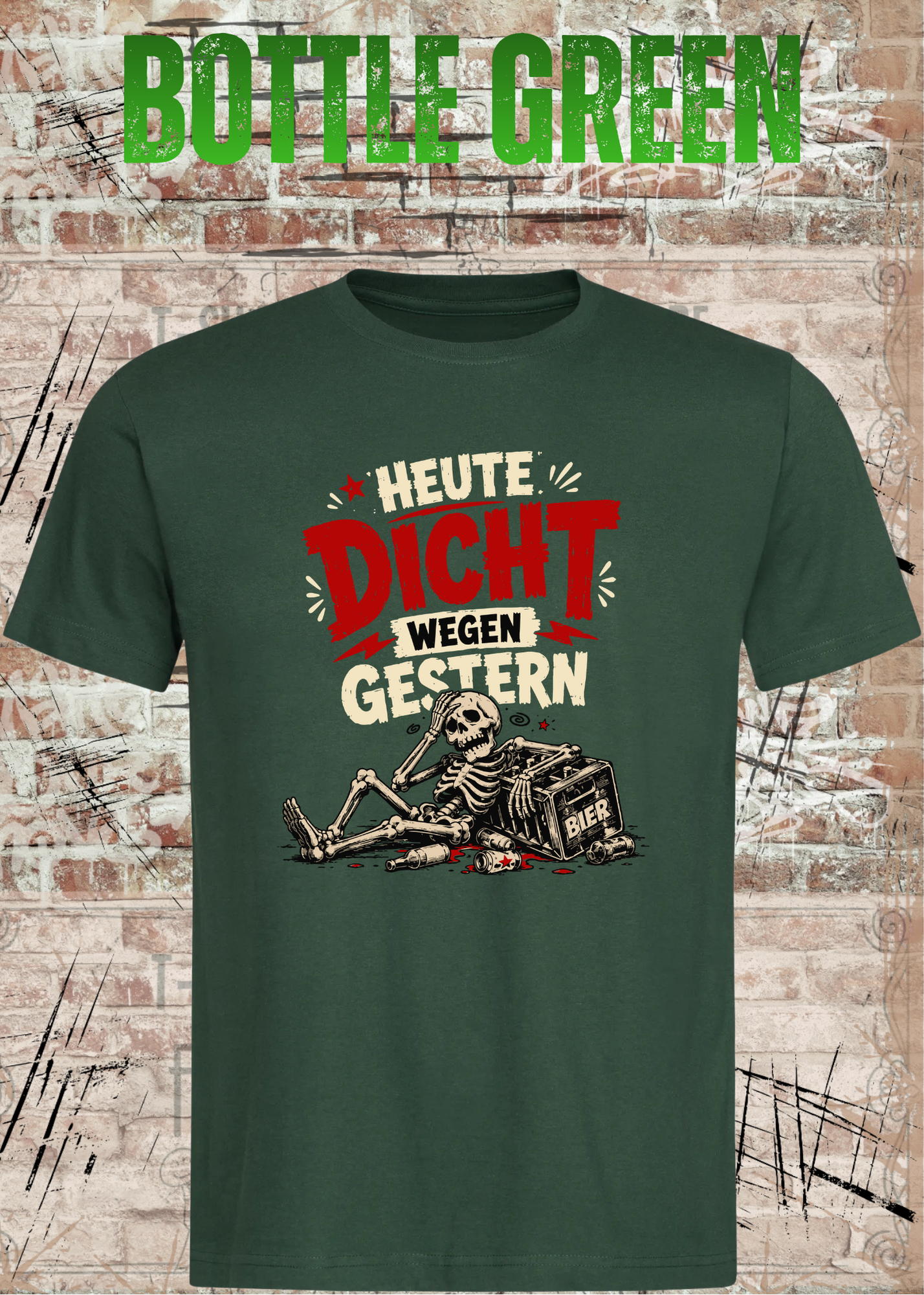 Heute dicht wegen gestern – Lustiges Party T-Shirt mit Skelett
