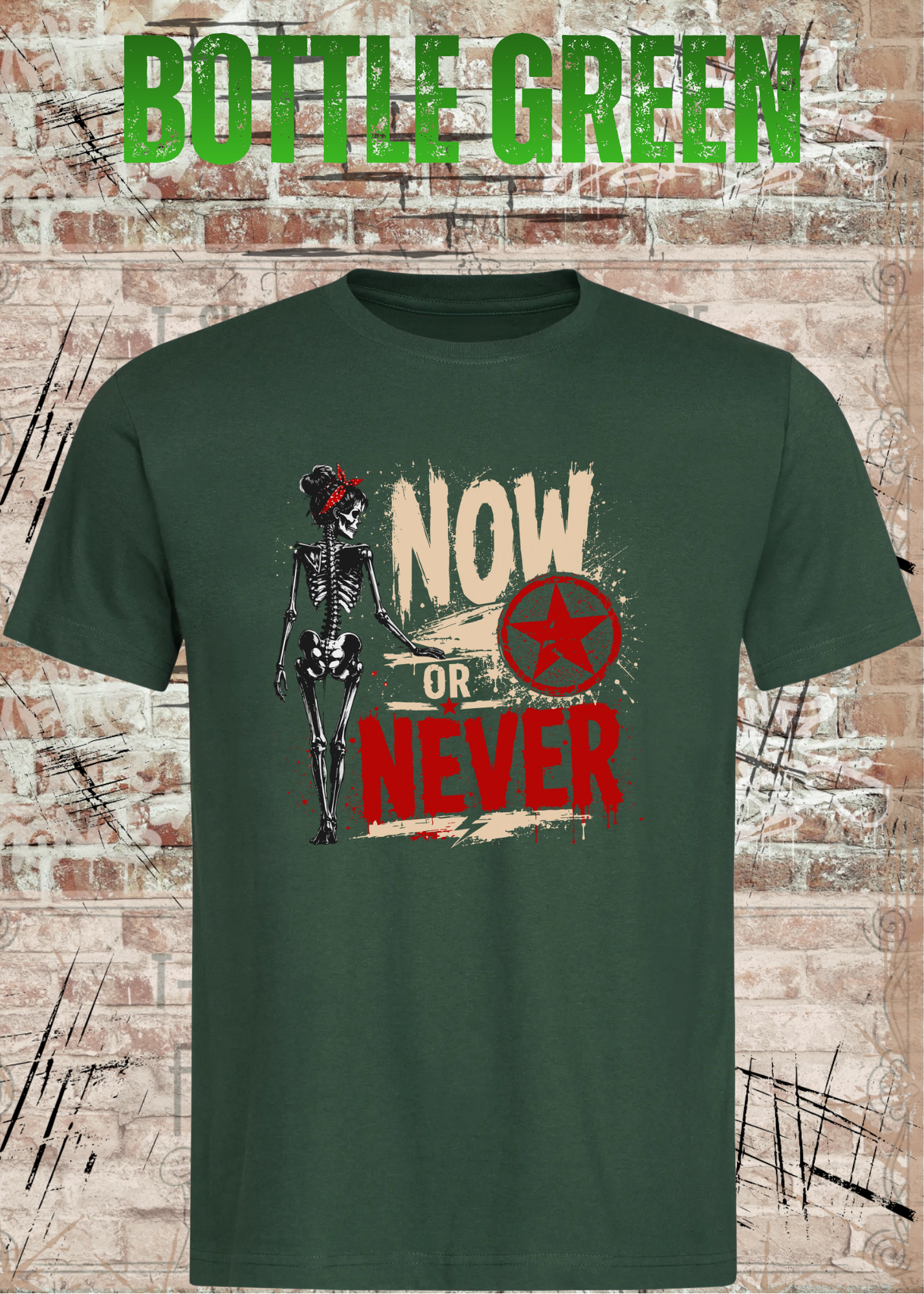 Now or Never Shirt – Rockiges Unisex T-Shirt mit Totenkopf & Vintage Grunge Design