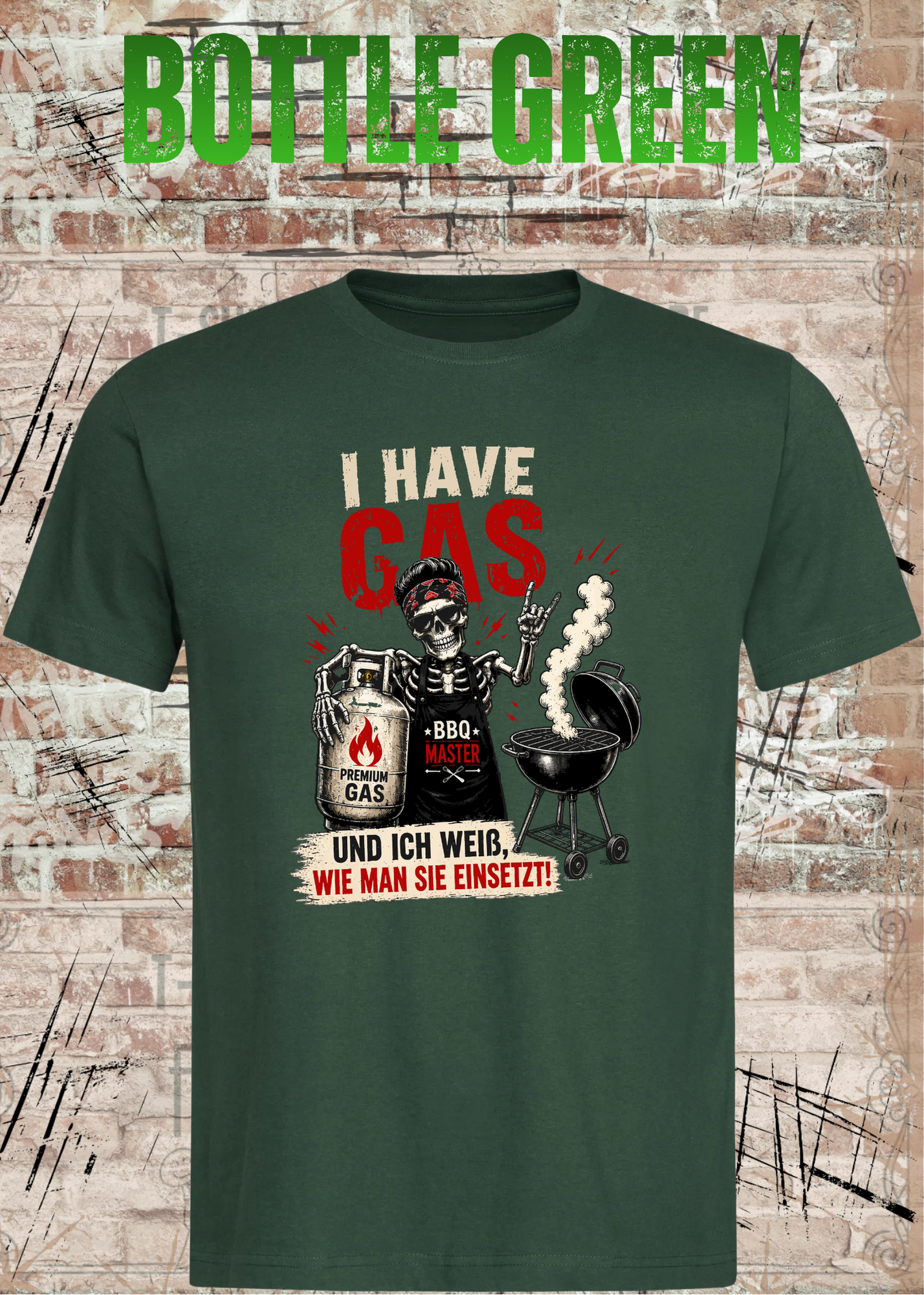 Grillmeister T-Shirt „I Have Gas“ – Skelett BBQ