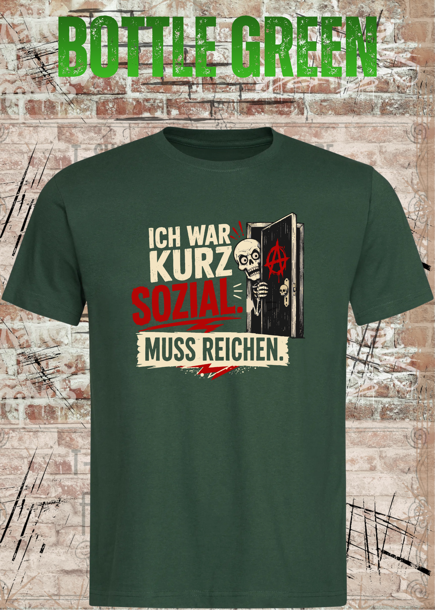 Ich war kurz sozial – Lustiges Skelett Unisex T-Shirt