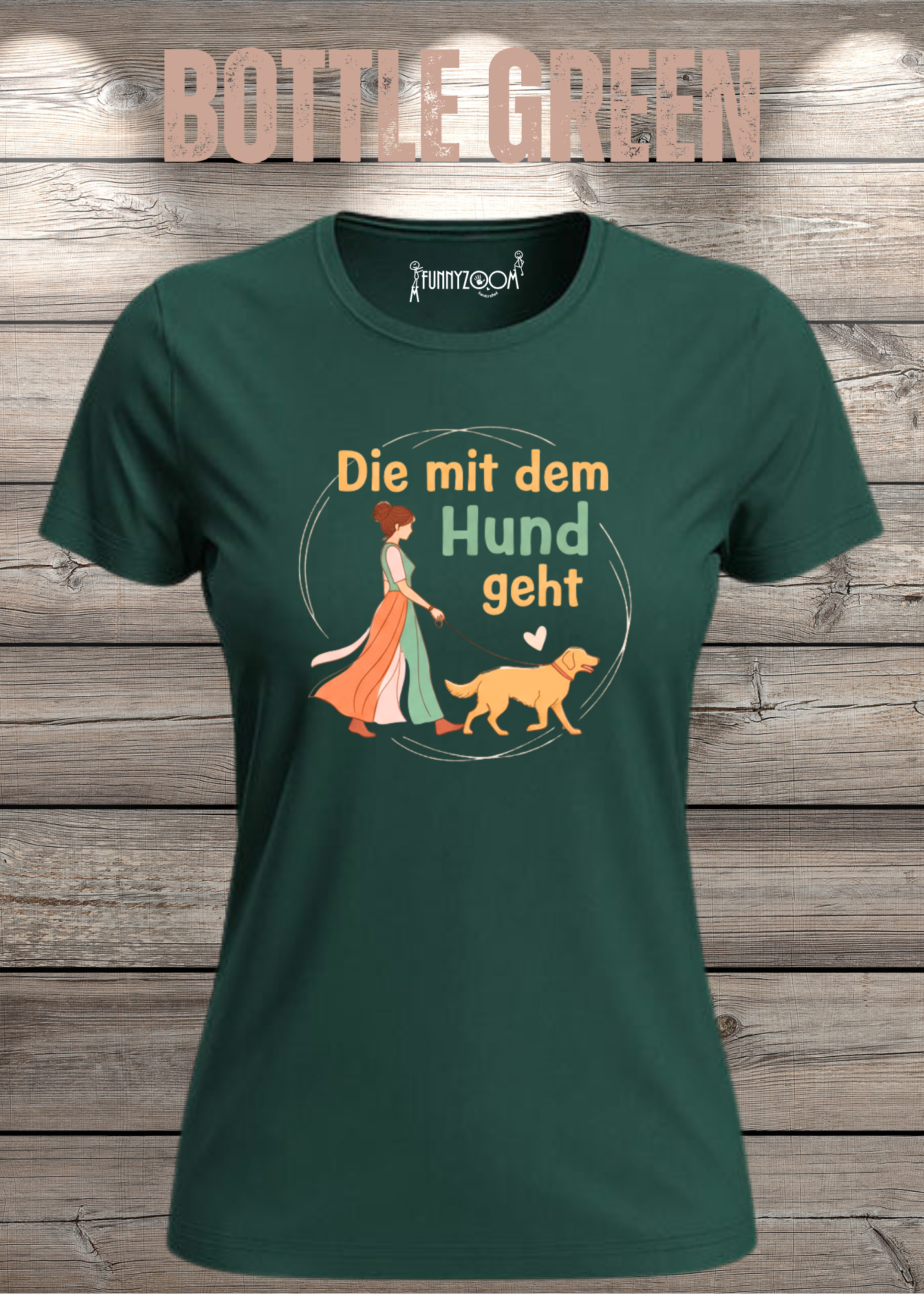 Damen T-Shirt 'Die mit dem Hund geht' - Hundeliebhaber Geschenk Gassi-Gehen