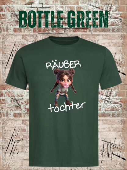 Kinder-T-Shirt „Räuber Tochter“ in Bottle Green.
