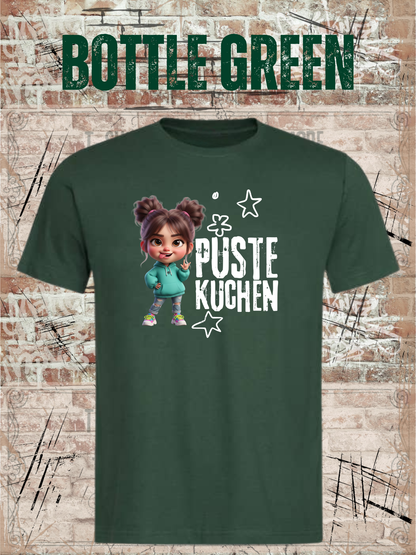 Kinder-T-Shirt „Pustekuchen!“ in Bottle Green.