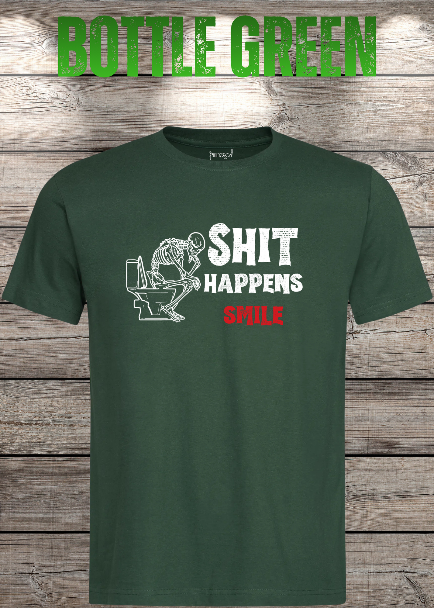 T-Shirt 'Shit happens smile' - Skelett Design - Witziges Spruch T-Shirt Unisex - Geschenkidee