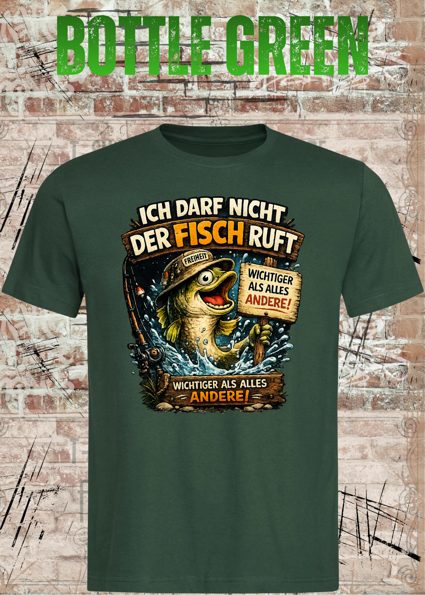 Unisex Angler T-Shirt – Ich darf nicht, der Fisch ruft | Lustiges Angel Shirt Geschenk