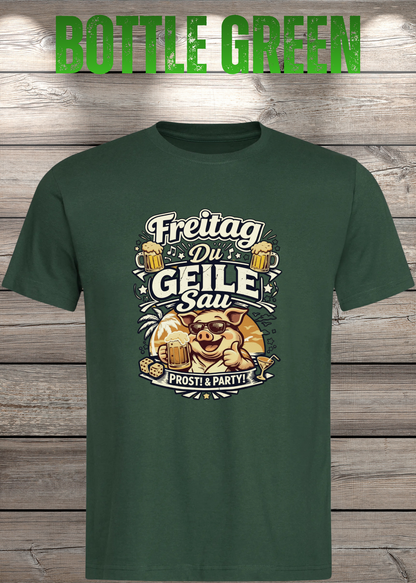Freitag T-Shirt -Lustiger Spruch für Wochenende & Party / Wochenende in Bottle Green.