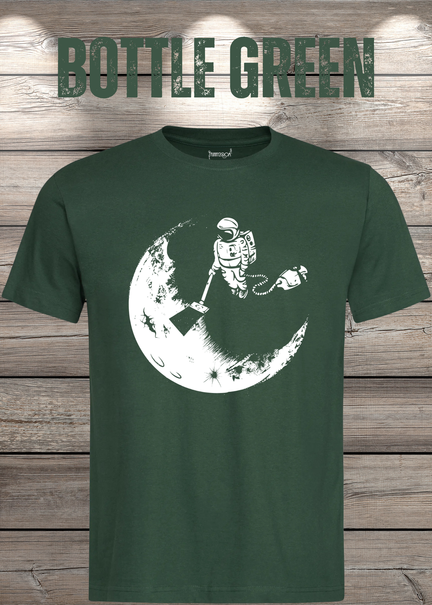 T-Shirt Mond mit Astronaut der Mond mit Staubsauger Staub saugt Personalisierbar Witziges T-Shirt Geschenkidee Lustiges Unisex T-Shirt