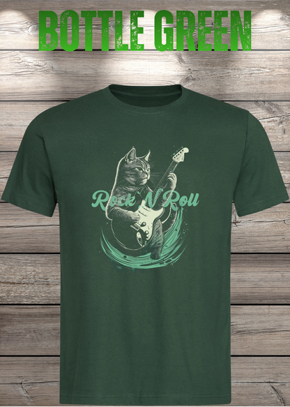 Katzenrocker – Rock n Roll Unisex T-Shirt für Musikliebhaber in Bottle Green.