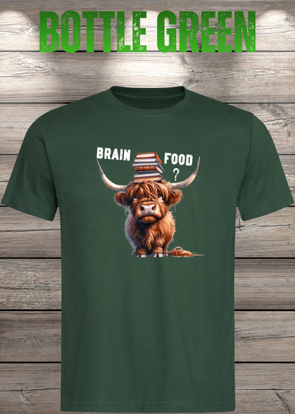 Unisex-T-Shirt „Brain Food?“ in Bottle Green.