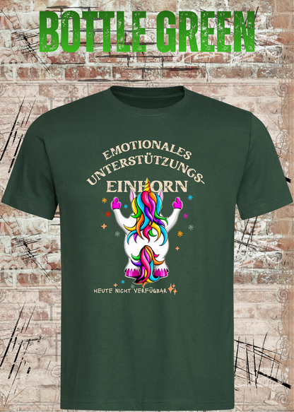 Emotionales Unterstützungs-Einhorn T-Shirt in Bottle Green.