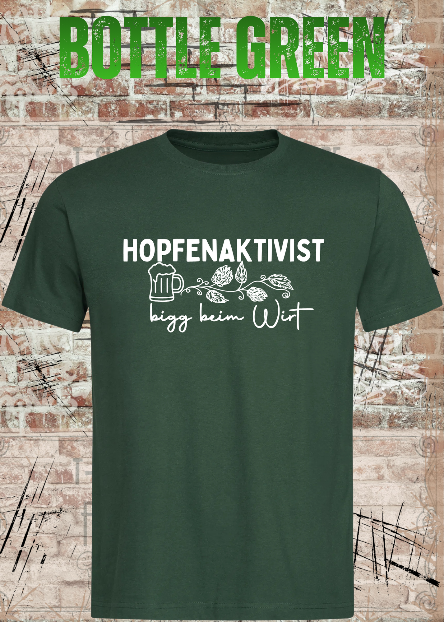 Hopfenaktivist T-Shirt – „bigg beim Wirt“ – Lustiges Bier Shirt für Männer