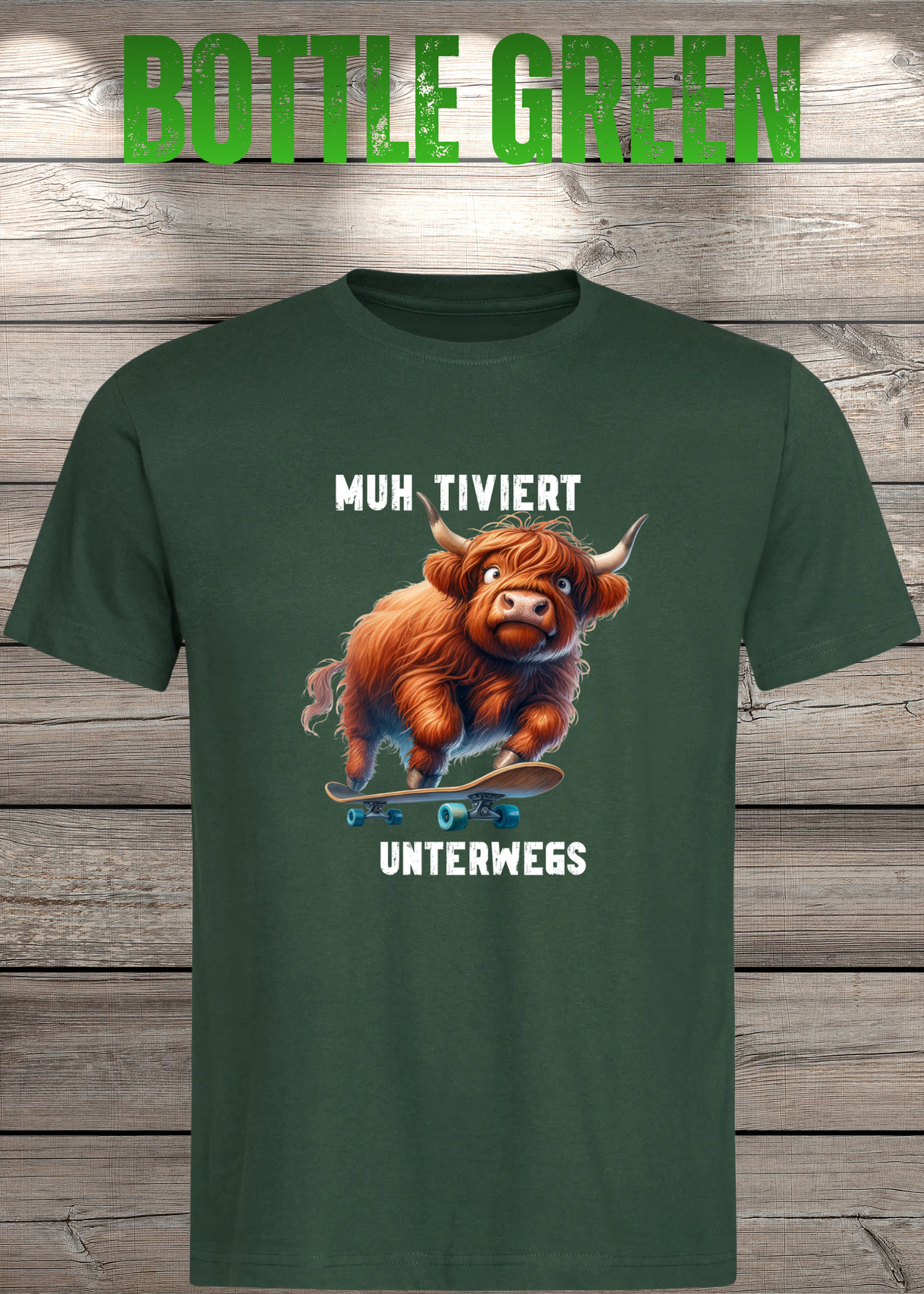Highland Kuh Unisex T-Shirt Muh-tiviert unterwegs! Skateboard Kuh