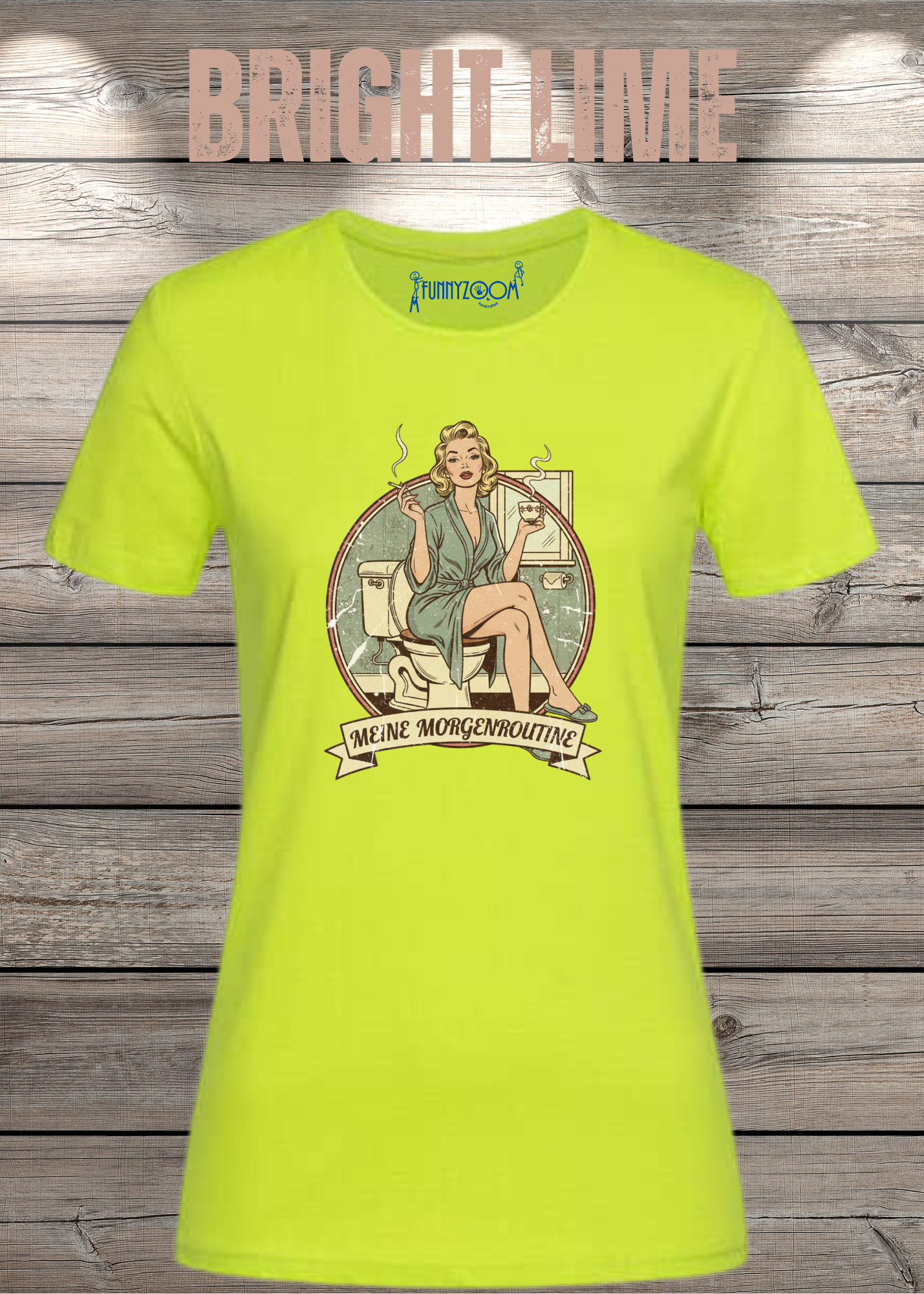 Damen T-Shirt Meine Morgenroutine – Lustiges Retro Shirt für Morgenmuffel