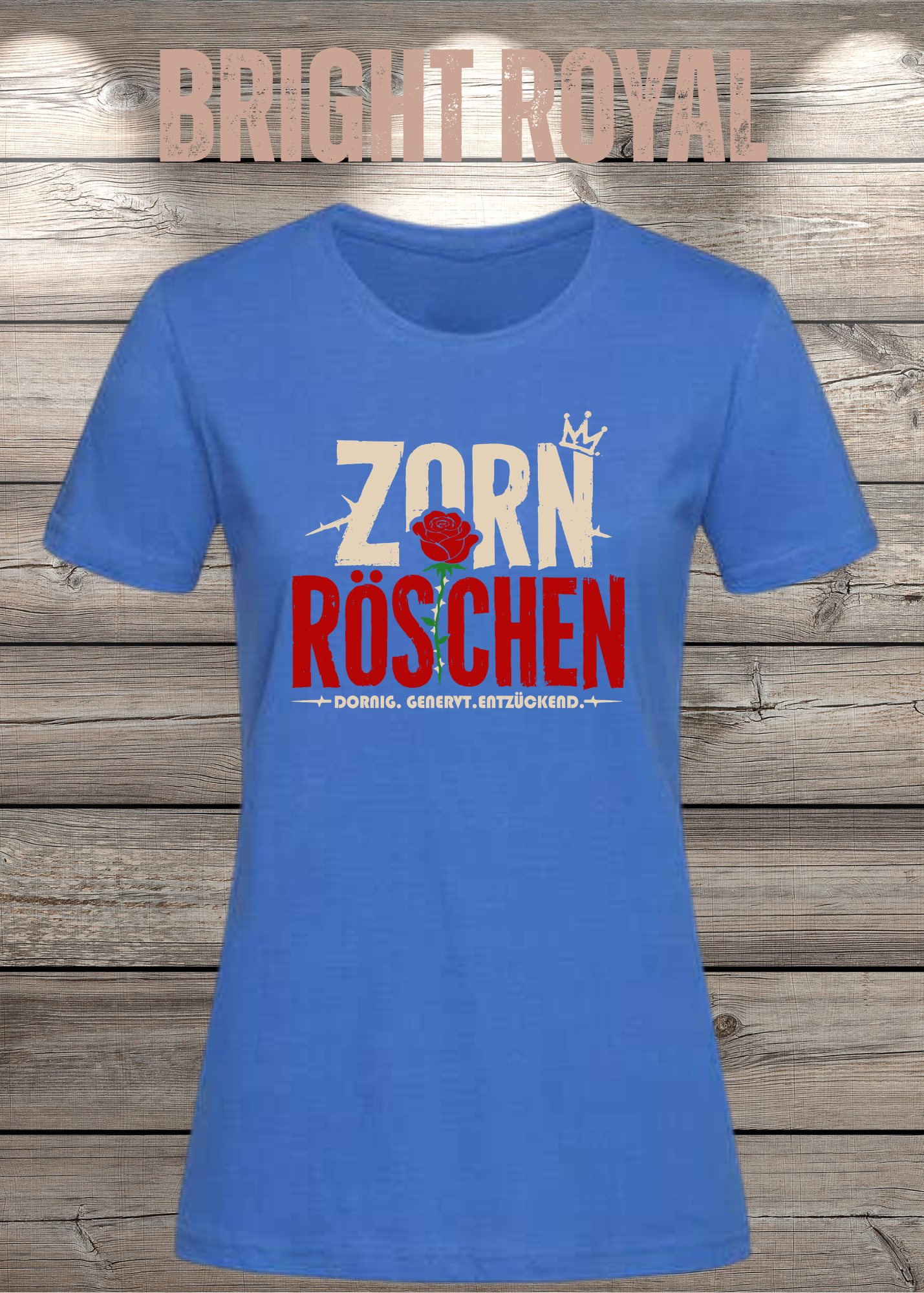 Zorn Röschen – Rockiges Damen T-Shirt mit Rose