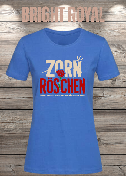 Zorn Röschen – Rockiges Damen T-Shirt mit Rose
