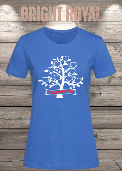 Familienmanagerin T-Shirt Damen – Herzbaum in Bright Royal.