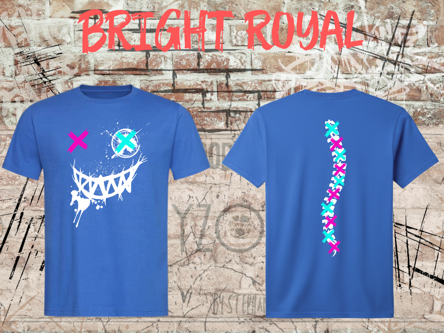 Neon Chaos Smile Unisex T-Shirt – Graffiti Face Streetwear Shirt mit Rückenprint
