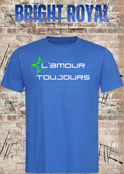 L'amour Toujours T-Shirt – Techno, Rave & Festival Shirt in Bright Royal.