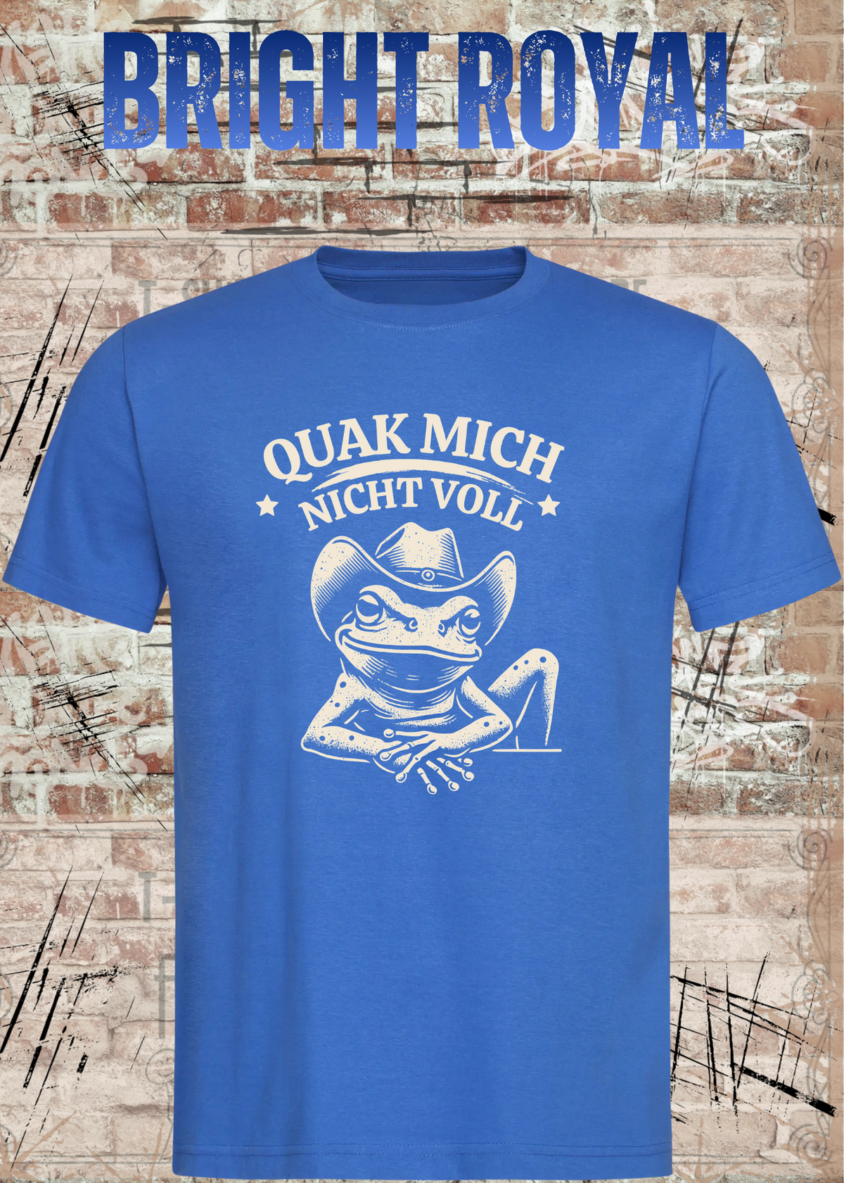 Unisex T-Shirt Königsblau mit Cowboy-Frosch und Spruch Quak mich nicht voll – FunnyZoom