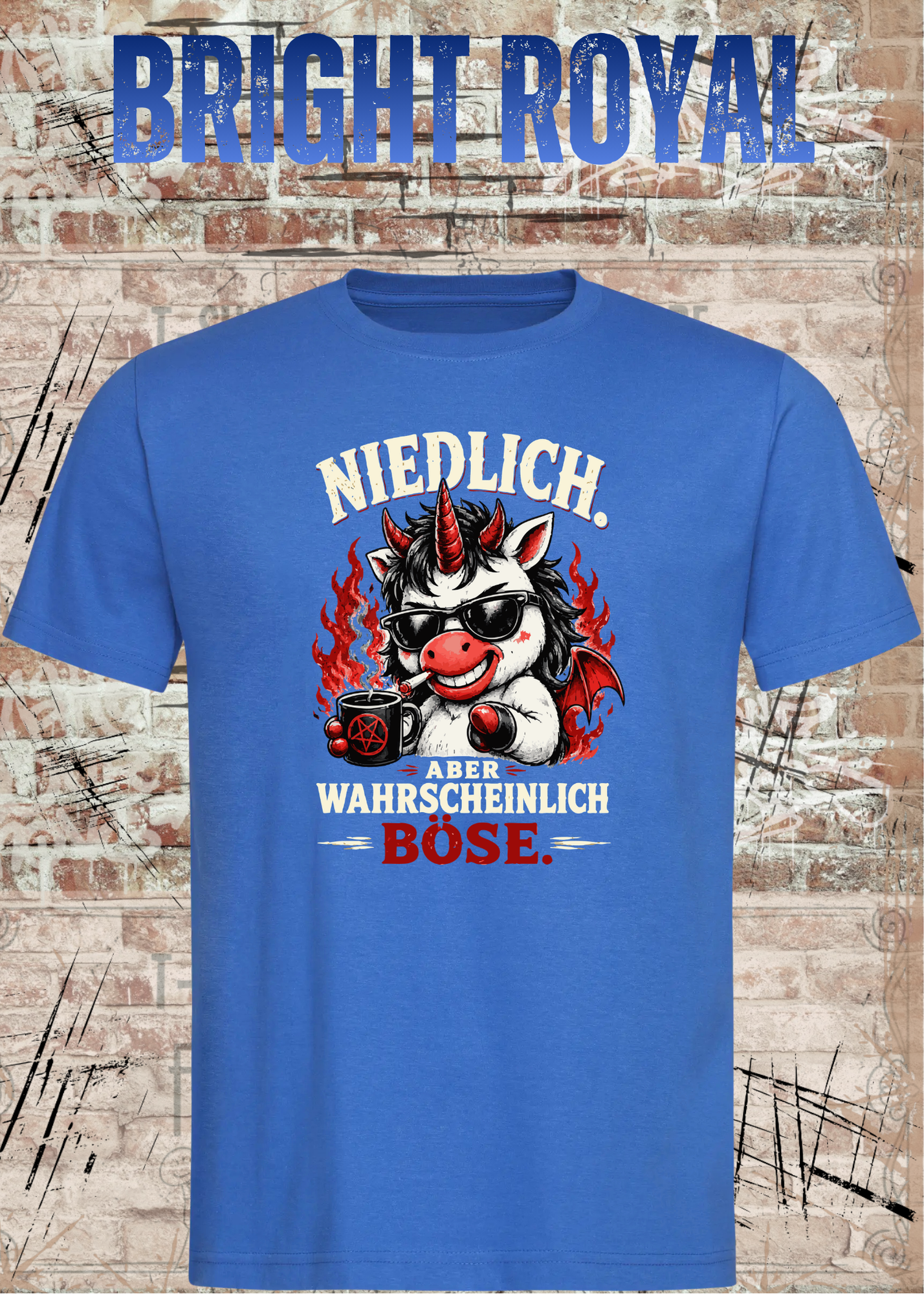 Niedlich aber wahrscheinlich böse – Lustiges Unisex T-Shirt mit Einhorn Motiv