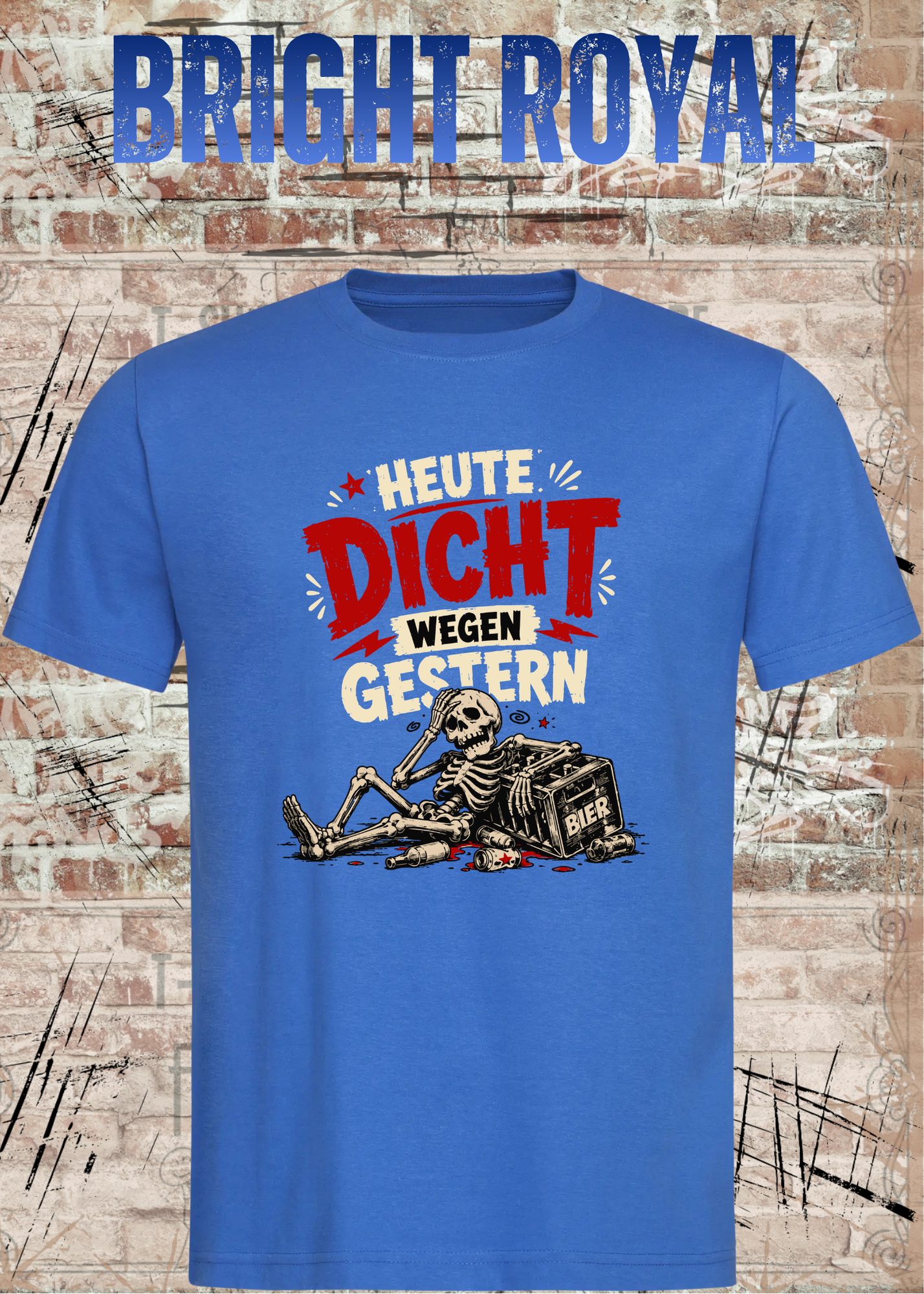 Heute dicht wegen gestern – Lustiges Party T-Shirt mit Skelett