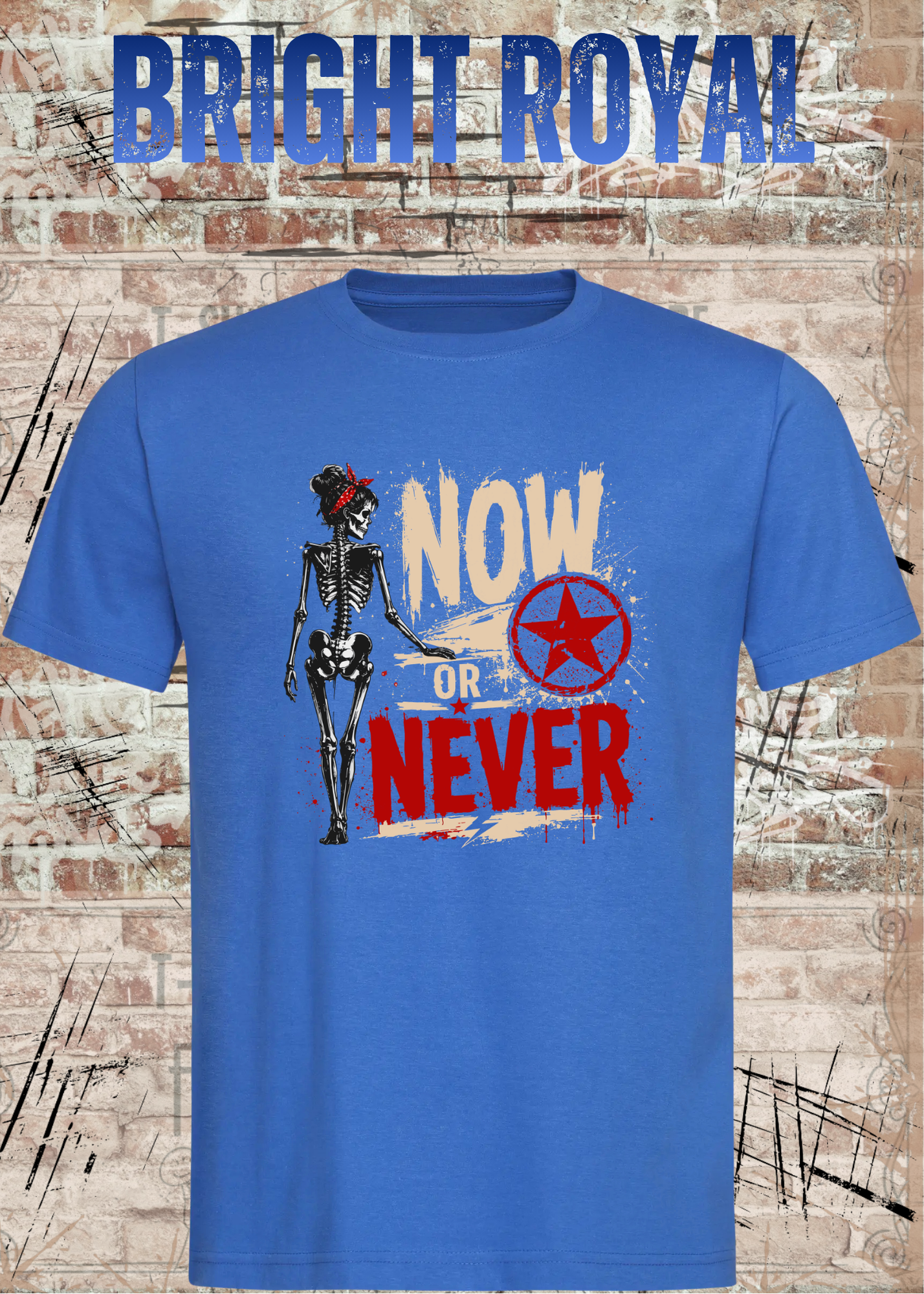 Now or Never Shirt – Rockiges Unisex T-Shirt mit Totenkopf & Vintage Grunge Design