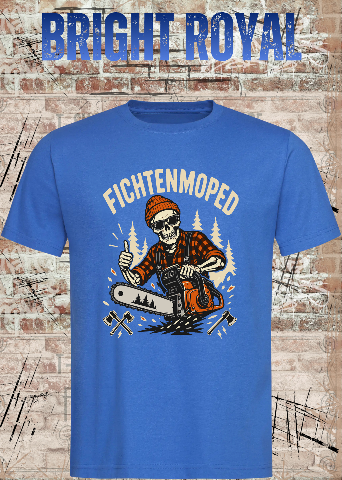 Herren-T-Shirt „Fichtenmoped“ in Bright Royal.