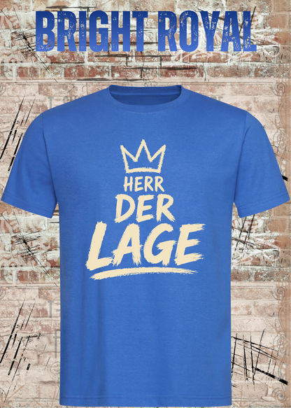 Herren-T-Shirt „Herr der Lage“ in Bright Royal.