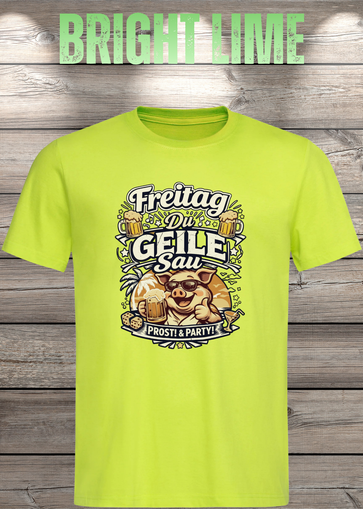Freitag T-Shirt -Lustiger Spruch für Wochenende & Party / Wochenende in Bright Lime.