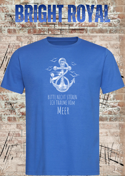 Unisex-T-Shirt „Bitte nicht stören, ich träume vom Meer“ in Bright Royal.