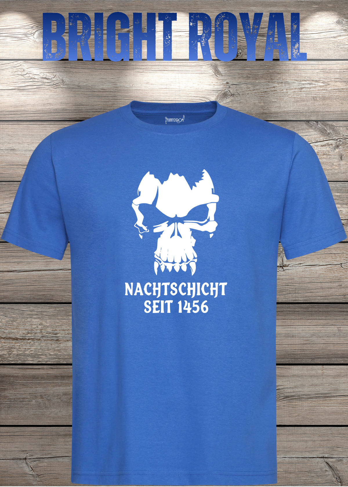 Gothic T-Shirt Skull Totenkopf Vampir Nachtschicht seit 1456 in Bright Royal.