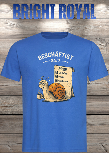 Beschäftigt 24/7 Schnecken T-Shirt in bright royal - Witziges Unisex Shirt