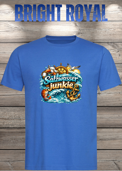 Salzwasser-Junkie Unisex T-Shirt in Bright Royal.