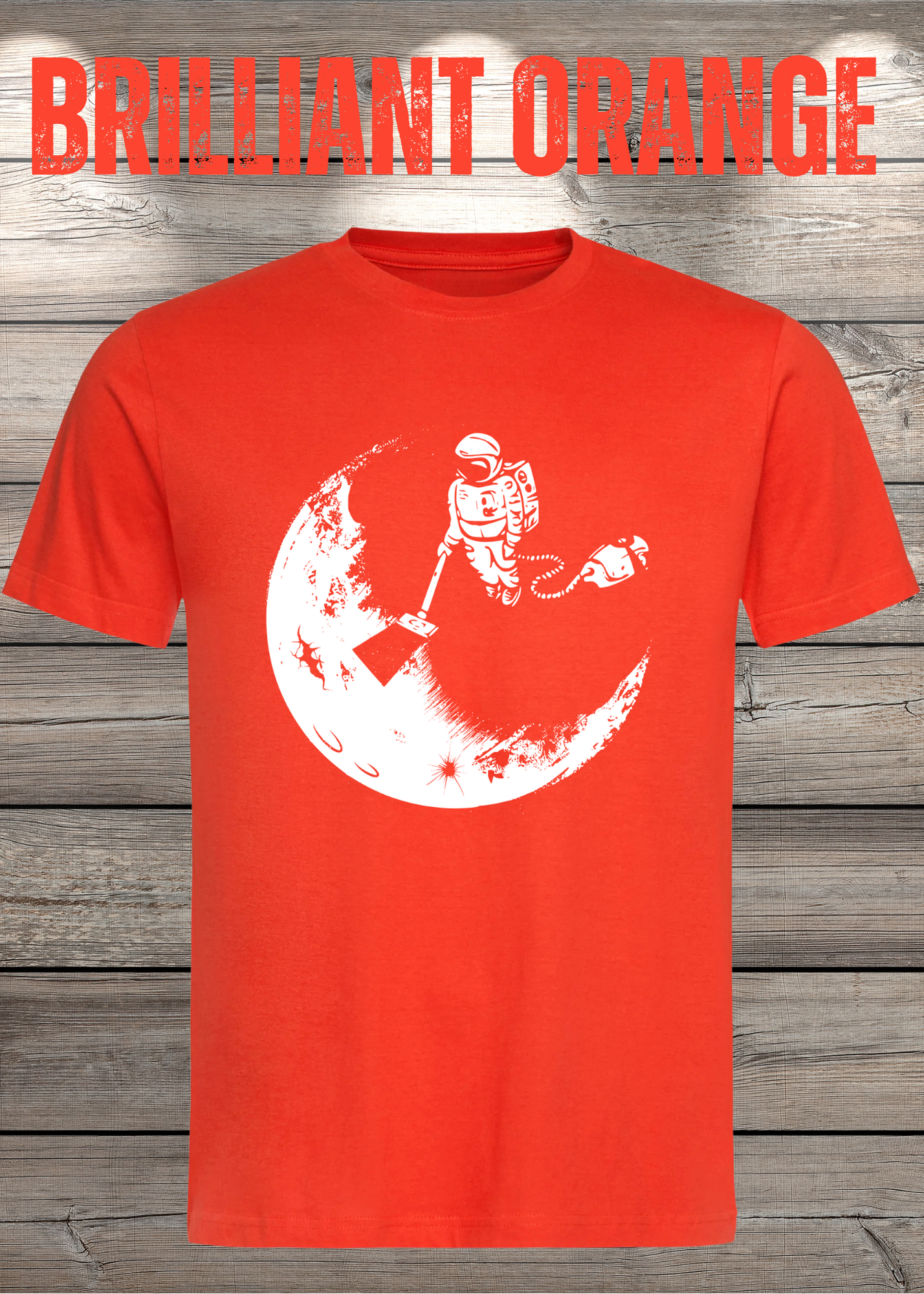 T-Shirt Mond mit Astronaut der Mond mit Staubsauger Staub saugt Personalisierbar Witziges T-Shirt Geschenkidee Lustiges Unisex T-Shirt