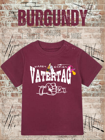 Baby Maedchen T-Shirt Unser erster Vatertag Suesse in Burgundy.