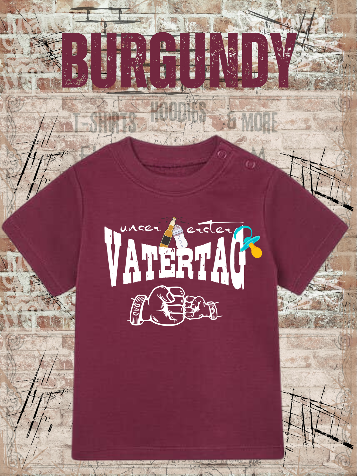 Baby Jungen T-Shirt Unser erster Vatertag Süße Geschenkidee Papa Witziges Baby Shirt